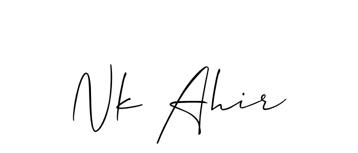 Create a beautiful signature design for name Nk Ahir. With this signature (Allison_Script) fonts, you can make a handwritten signature for free. Nk Ahir signature style 2 images and pictures png
