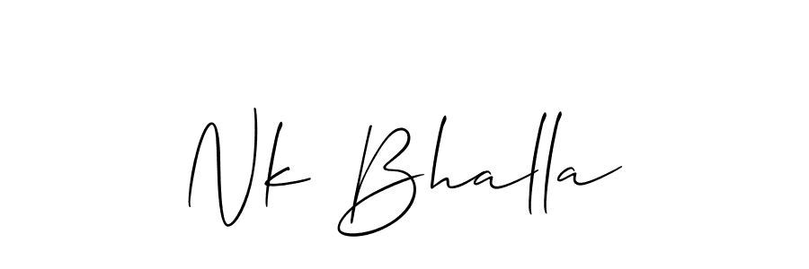 Also You can easily find your signature by using the search form. We will create Nk Bhalla name handwritten signature images for you free of cost using Allison_Script sign style. Nk Bhalla signature style 2 images and pictures png