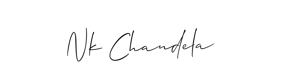 if you are searching for the best signature style for your name Nk Chandela. so please give up your signature search. here we have designed multiple signature styles  using Allison_Script. Nk Chandela signature style 2 images and pictures png