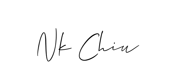 Similarly Allison_Script is the best handwritten signature design. Signature creator online .You can use it as an online autograph creator for name Nk Chiu. Nk Chiu signature style 2 images and pictures png