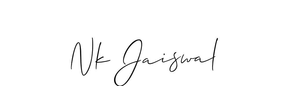 Create a beautiful signature design for name Nk Jaiswal. With this signature (Allison_Script) fonts, you can make a handwritten signature for free. Nk Jaiswal signature style 2 images and pictures png