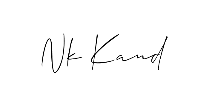 The best way (Allison_Script) to make a short signature is to pick only two or three words in your name. The name Nk Kand include a total of six letters. For converting this name. Nk Kand signature style 2 images and pictures png