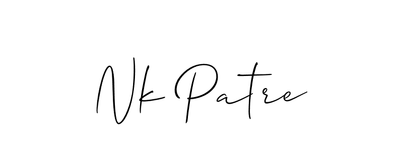 Also You can easily find your signature by using the search form. We will create Nk Patre name handwritten signature images for you free of cost using Allison_Script sign style. Nk Patre signature style 2 images and pictures png