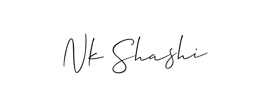 You should practise on your own different ways (Allison_Script) to write your name (Nk Shashi) in signature. don't let someone else do it for you. Nk Shashi signature style 2 images and pictures png