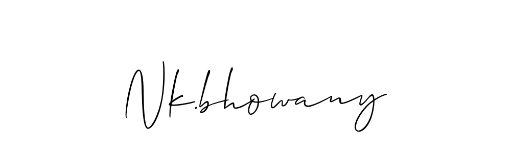 The best way (Allison_Script) to make a short signature is to pick only two or three words in your name. The name Nk.bhowany include a total of six letters. For converting this name. Nk.bhowany signature style 2 images and pictures png