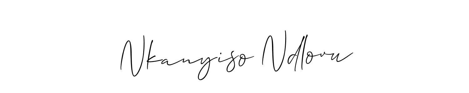 How to make Nkanyiso Ndlovu name signature. Use Allison_Script style for creating short signs online. This is the latest handwritten sign. Nkanyiso Ndlovu signature style 2 images and pictures png