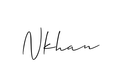 Use a signature maker to create a handwritten signature online. With this signature software, you can design (Allison_Script) your own signature for name Nkhan. Nkhan signature style 2 images and pictures png