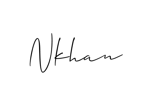 Use a signature maker to create a handwritten signature online. With this signature software, you can design (Allison_Script) your own signature for name Nkhan. Nkhan signature style 2 images and pictures png