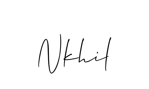 Make a beautiful signature design for name Nkhil. With this signature (Allison_Script) style, you can create a handwritten signature for free. Nkhil signature style 2 images and pictures png