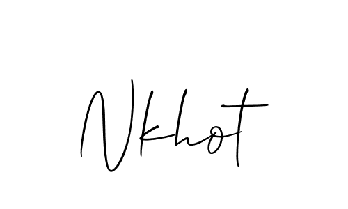 The best way (Allison_Script) to make a short signature is to pick only two or three words in your name. The name Nkhot include a total of six letters. For converting this name. Nkhot signature style 2 images and pictures png