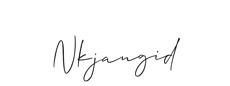 Use a signature maker to create a handwritten signature online. With this signature software, you can design (Allison_Script) your own signature for name Nkjangid. Nkjangid signature style 2 images and pictures png