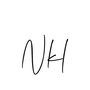 Design your own signature with our free online signature maker. With this signature software, you can create a handwritten (Allison_Script) signature for name Nkl. Nkl signature style 2 images and pictures png