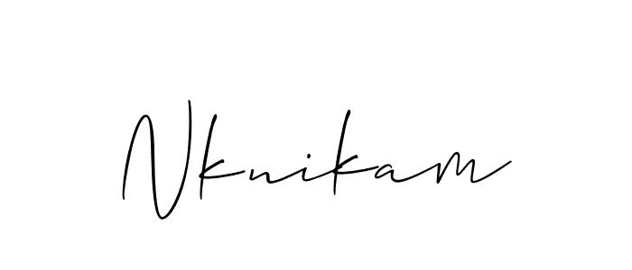 Allison_Script is a professional signature style that is perfect for those who want to add a touch of class to their signature. It is also a great choice for those who want to make their signature more unique. Get Nknikam name to fancy signature for free. Nknikam signature style 2 images and pictures png