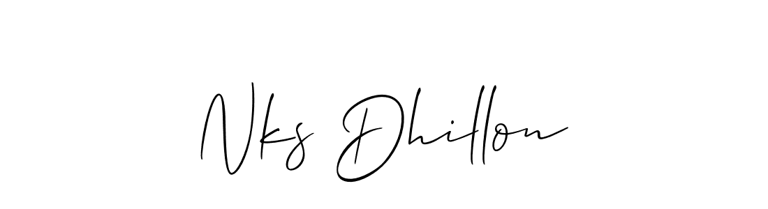 Make a beautiful signature design for name Nks Dhillon. With this signature (Allison_Script) style, you can create a handwritten signature for free. Nks Dhillon signature style 2 images and pictures png