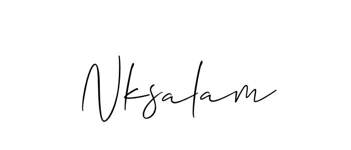 Create a beautiful signature design for name Nksalam. With this signature (Allison_Script) fonts, you can make a handwritten signature for free. Nksalam signature style 2 images and pictures png