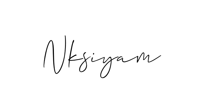 Use a signature maker to create a handwritten signature online. With this signature software, you can design (Allison_Script) your own signature for name Nksiyam. Nksiyam signature style 2 images and pictures png