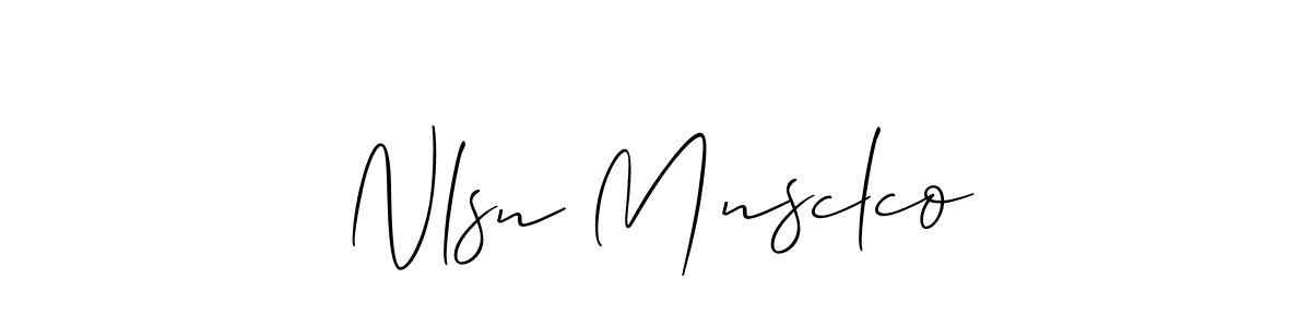 This is the best signature style for the Nlsn Mnsclco name. Also you like these signature font (Allison_Script). Mix name signature. Nlsn Mnsclco signature style 2 images and pictures png