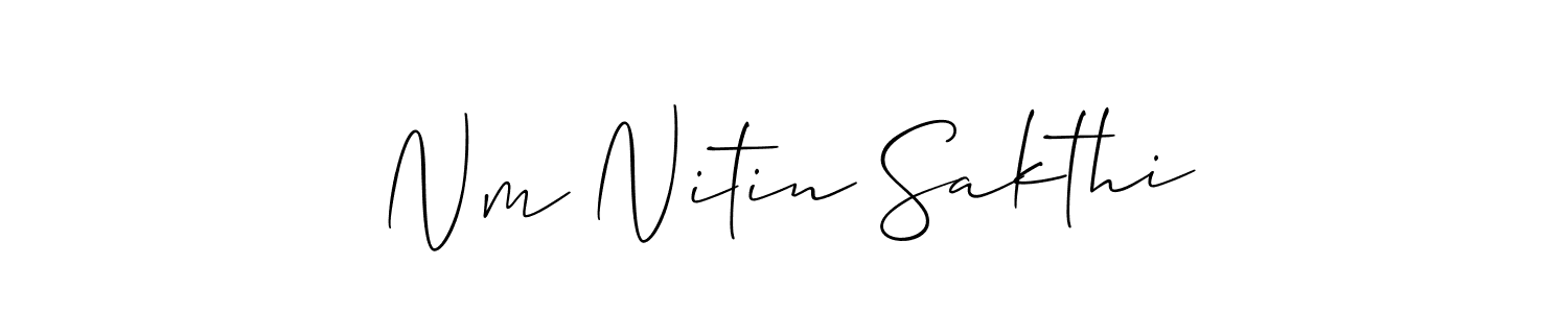 You should practise on your own different ways (Allison_Script) to write your name (Nm Nitin Sakthi) in signature. don't let someone else do it for you. Nm Nitin Sakthi signature style 2 images and pictures png