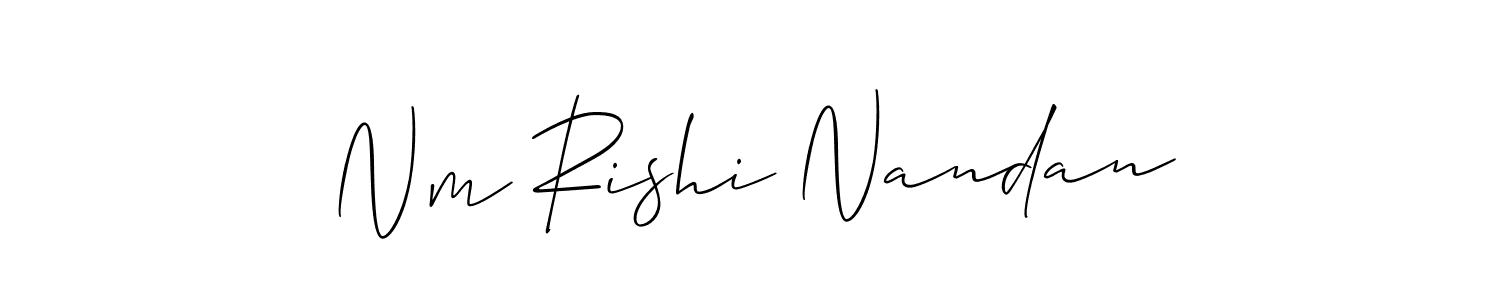 The best way (Allison_Script) to make a short signature is to pick only two or three words in your name. The name Nm Rishi Nandan include a total of six letters. For converting this name. Nm Rishi Nandan signature style 2 images and pictures png