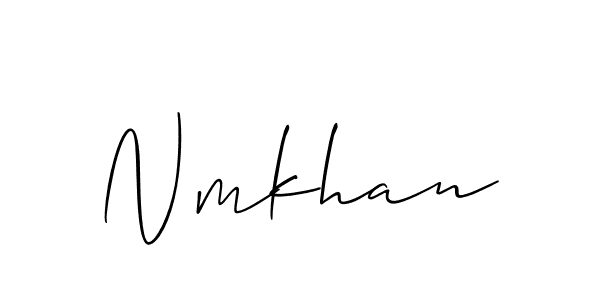 Allison_Script is a professional signature style that is perfect for those who want to add a touch of class to their signature. It is also a great choice for those who want to make their signature more unique. Get Nmkhan name to fancy signature for free. Nmkhan signature style 2 images and pictures png