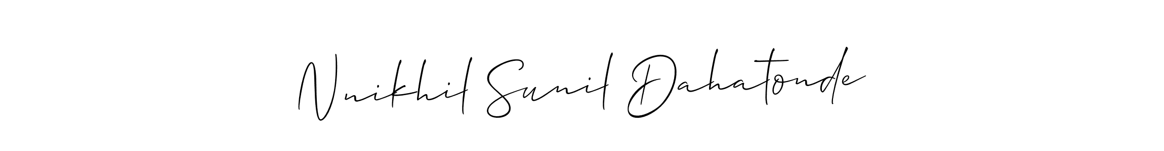 Allison_Script is a professional signature style that is perfect for those who want to add a touch of class to their signature. It is also a great choice for those who want to make their signature more unique. Get Nnikhil Sunil Dahatonde name to fancy signature for free. Nnikhil Sunil Dahatonde signature style 2 images and pictures png