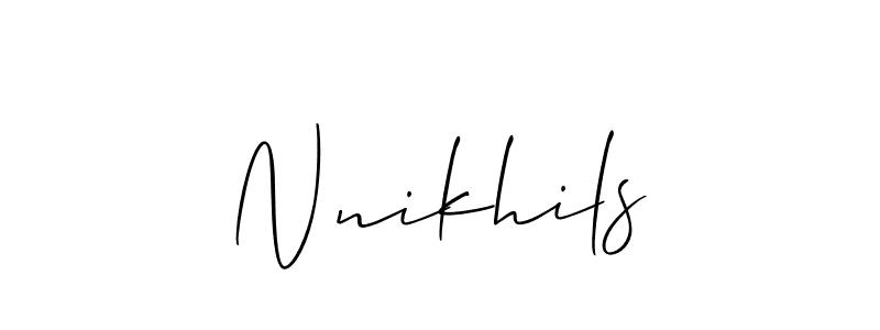 How to make Nnikhils name signature. Use Allison_Script style for creating short signs online. This is the latest handwritten sign. Nnikhils signature style 2 images and pictures png