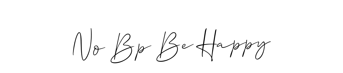 The best way (Allison_Script) to make a short signature is to pick only two or three words in your name. The name No Bp Be Happy include a total of six letters. For converting this name. No Bp Be Happy signature style 2 images and pictures png