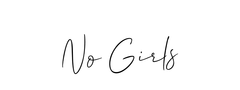 Design your own signature with our free online signature maker. With this signature software, you can create a handwritten (Allison_Script) signature for name No Girls. No Girls signature style 2 images and pictures png