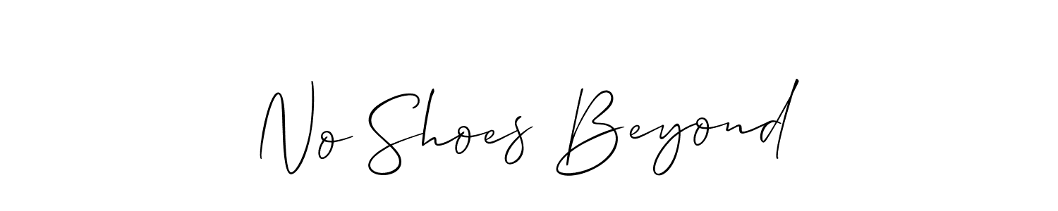 Use a signature maker to create a handwritten signature online. With this signature software, you can design (Allison_Script) your own signature for name No Shoes Beyond. No Shoes Beyond signature style 2 images and pictures png