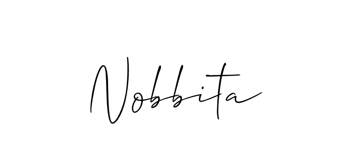 The best way (Allison_Script) to make a short signature is to pick only two or three words in your name. The name Nobbita include a total of six letters. For converting this name. Nobbita signature style 2 images and pictures png