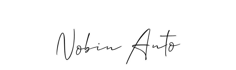 How to make Nobin Anto name signature. Use Allison_Script style for creating short signs online. This is the latest handwritten sign. Nobin Anto signature style 2 images and pictures png