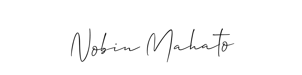 Allison_Script is a professional signature style that is perfect for those who want to add a touch of class to their signature. It is also a great choice for those who want to make their signature more unique. Get Nobin Mahato name to fancy signature for free. Nobin Mahato signature style 2 images and pictures png