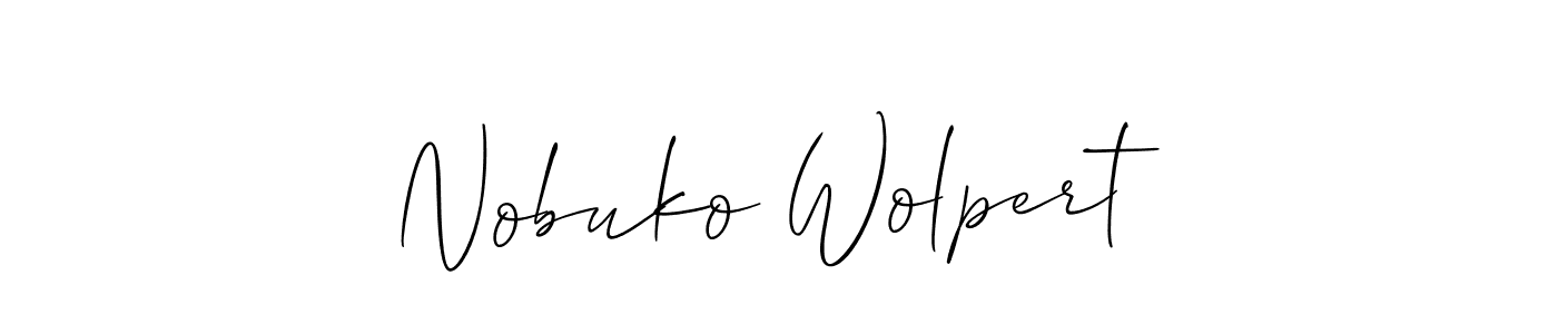 You should practise on your own different ways (Allison_Script) to write your name (Nobuko Wolpert) in signature. don't let someone else do it for you. Nobuko Wolpert signature style 2 images and pictures png