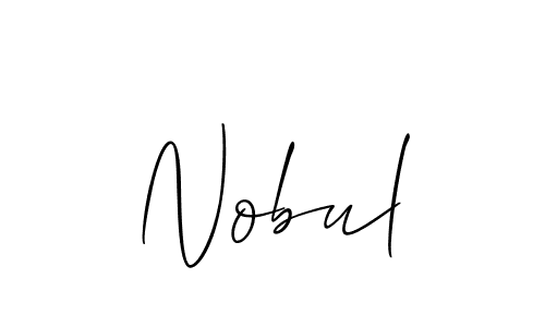 The best way (Allison_Script) to make a short signature is to pick only two or three words in your name. The name Nobul include a total of six letters. For converting this name. Nobul signature style 2 images and pictures png