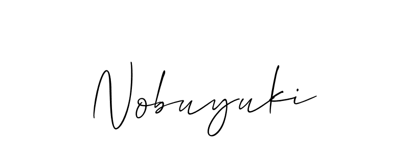 Create a beautiful signature design for name Nobuyuki. With this signature (Allison_Script) fonts, you can make a handwritten signature for free. Nobuyuki signature style 2 images and pictures png