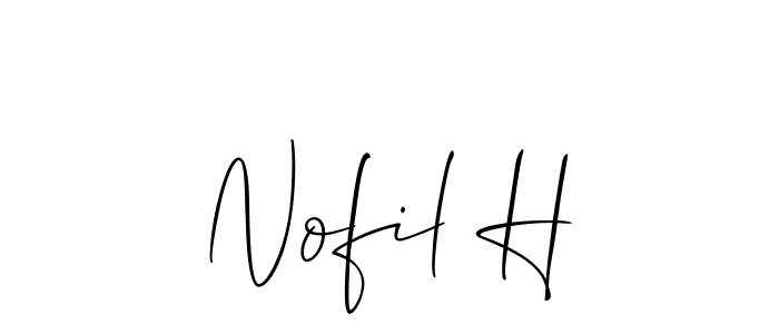 How to make Nofil H name signature. Use Allison_Script style for creating short signs online. This is the latest handwritten sign. Nofil H signature style 2 images and pictures png