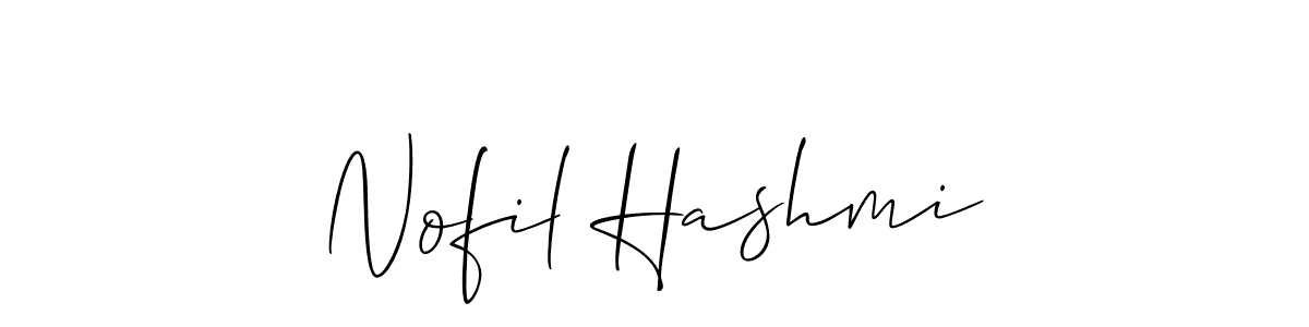 Use a signature maker to create a handwritten signature online. With this signature software, you can design (Allison_Script) your own signature for name Nofil Hashmi. Nofil Hashmi signature style 2 images and pictures png