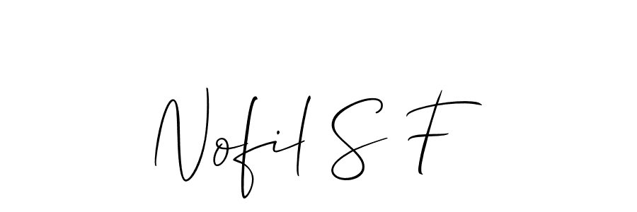 Use a signature maker to create a handwritten signature online. With this signature software, you can design (Allison_Script) your own signature for name Nofil S F. Nofil S F signature style 2 images and pictures png