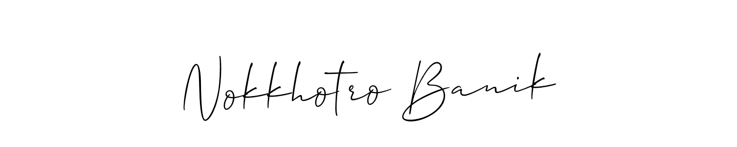 You should practise on your own different ways (Allison_Script) to write your name (Nokkhotro Banik) in signature. don't let someone else do it for you. Nokkhotro Banik signature style 2 images and pictures png