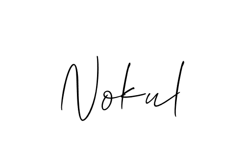 Make a beautiful signature design for name Nokul. With this signature (Allison_Script) style, you can create a handwritten signature for free. Nokul signature style 2 images and pictures png