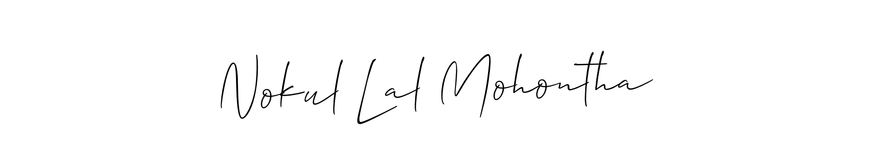 It looks lik you need a new signature style for name Nokul Lal Mohontha. Design unique handwritten (Allison_Script) signature with our free signature maker in just a few clicks. Nokul Lal Mohontha signature style 2 images and pictures png