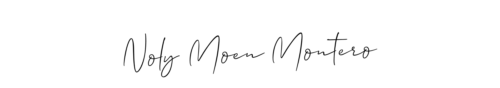 Allison_Script is a professional signature style that is perfect for those who want to add a touch of class to their signature. It is also a great choice for those who want to make their signature more unique. Get Noly Moen Montero name to fancy signature for free. Noly Moen Montero signature style 2 images and pictures png