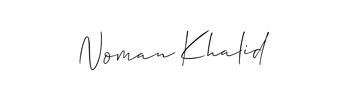 Allison_Script is a professional signature style that is perfect for those who want to add a touch of class to their signature. It is also a great choice for those who want to make their signature more unique. Get Noman Khalid name to fancy signature for free. Noman Khalid signature style 2 images and pictures png