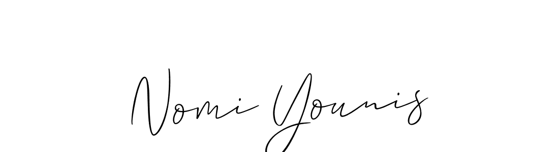 It looks lik you need a new signature style for name Nomi Younis. Design unique handwritten (Allison_Script) signature with our free signature maker in just a few clicks. Nomi Younis signature style 2 images and pictures png