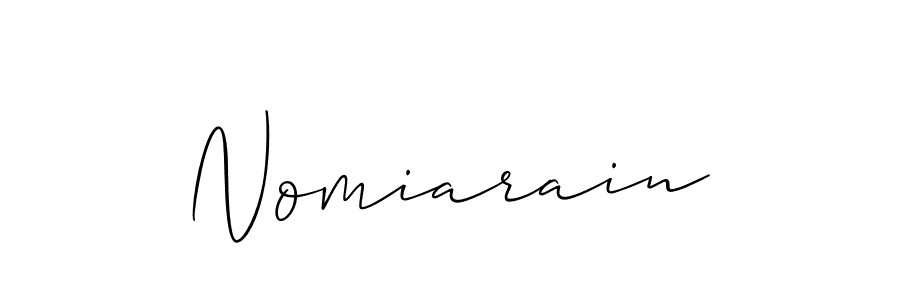 Make a beautiful signature design for name Nomiarain. With this signature (Allison_Script) style, you can create a handwritten signature for free. Nomiarain signature style 2 images and pictures png