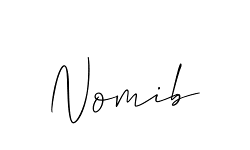 Design your own signature with our free online signature maker. With this signature software, you can create a handwritten (Allison_Script) signature for name Nomib. Nomib signature style 2 images and pictures png