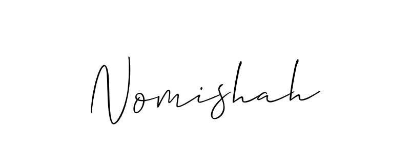 The best way (Allison_Script) to make a short signature is to pick only two or three words in your name. The name Nomishah include a total of six letters. For converting this name. Nomishah signature style 2 images and pictures png