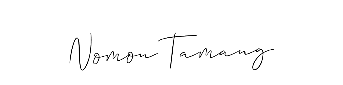 Create a beautiful signature design for name Nomon Tamang. With this signature (Allison_Script) fonts, you can make a handwritten signature for free. Nomon Tamang signature style 2 images and pictures png