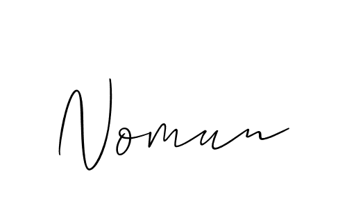 Use a signature maker to create a handwritten signature online. With this signature software, you can design (Allison_Script) your own signature for name Nomun. Nomun signature style 2 images and pictures png