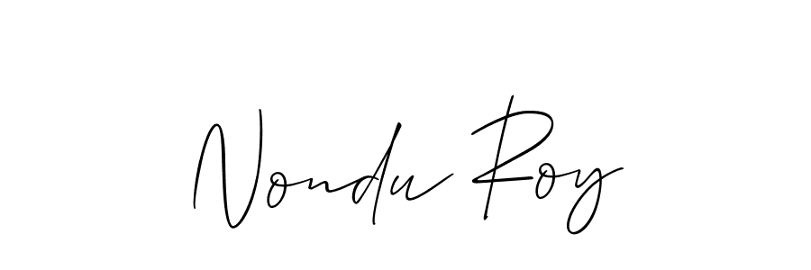 Allison_Script is a professional signature style that is perfect for those who want to add a touch of class to their signature. It is also a great choice for those who want to make their signature more unique. Get Nondu Roy name to fancy signature for free. Nondu Roy signature style 2 images and pictures png